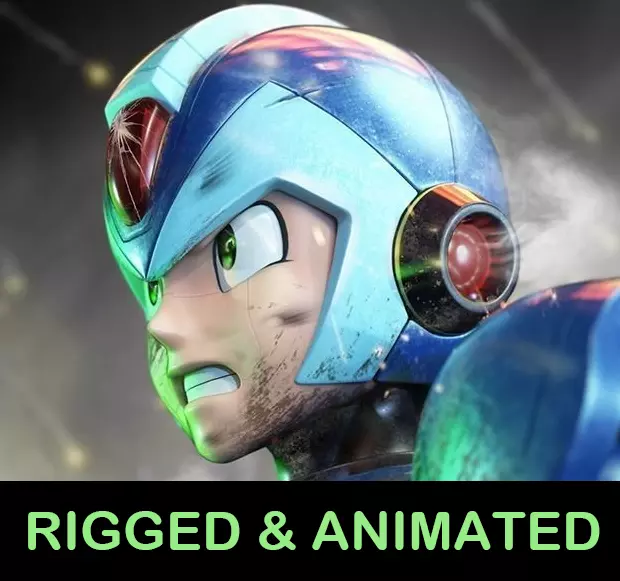 Megaman X mega man rigged and animated Low-poly 3D model_0