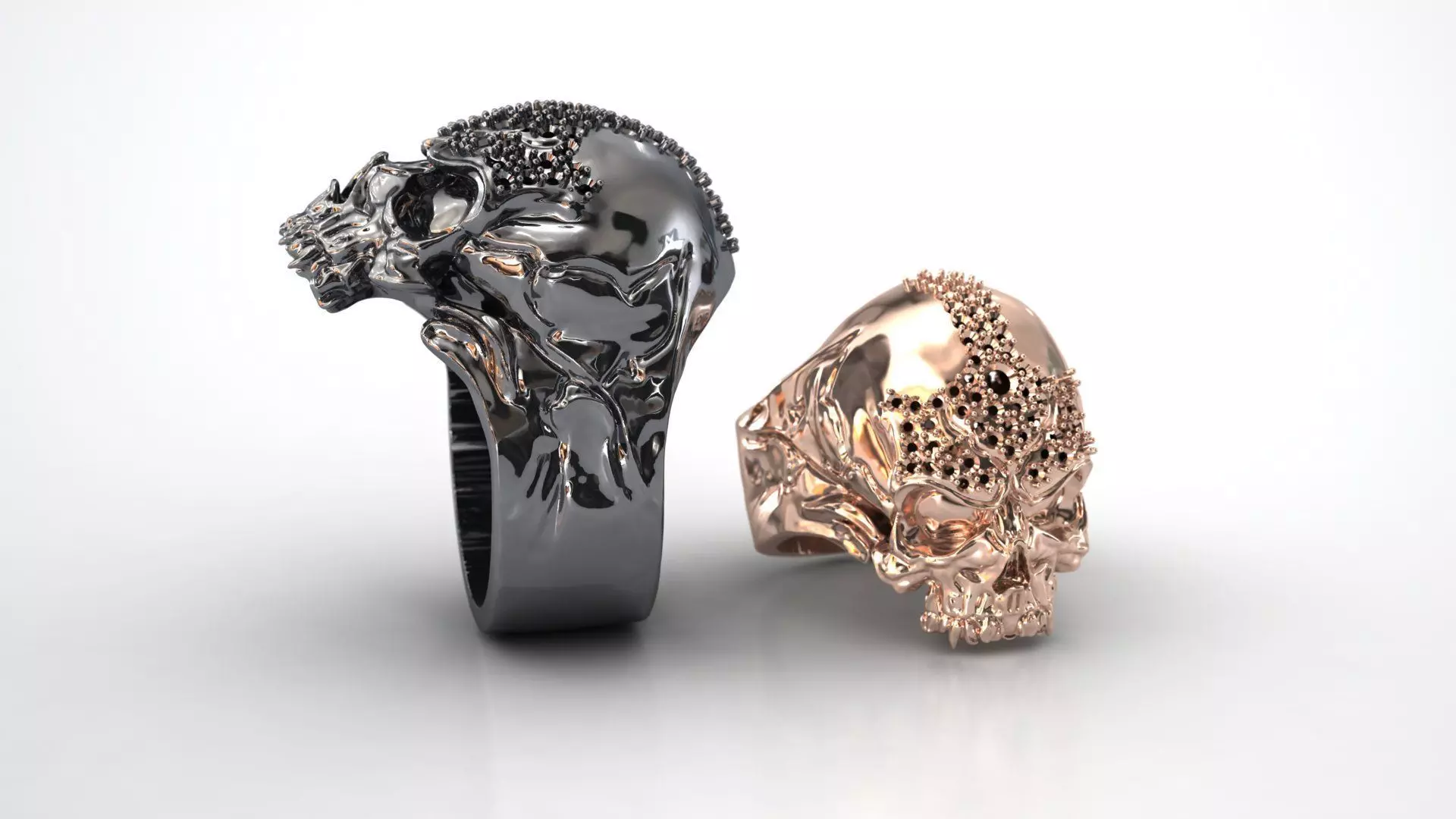 Dark Duality skull ring 3D print model_0