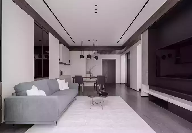 Modern living room dining room interior scenes 552