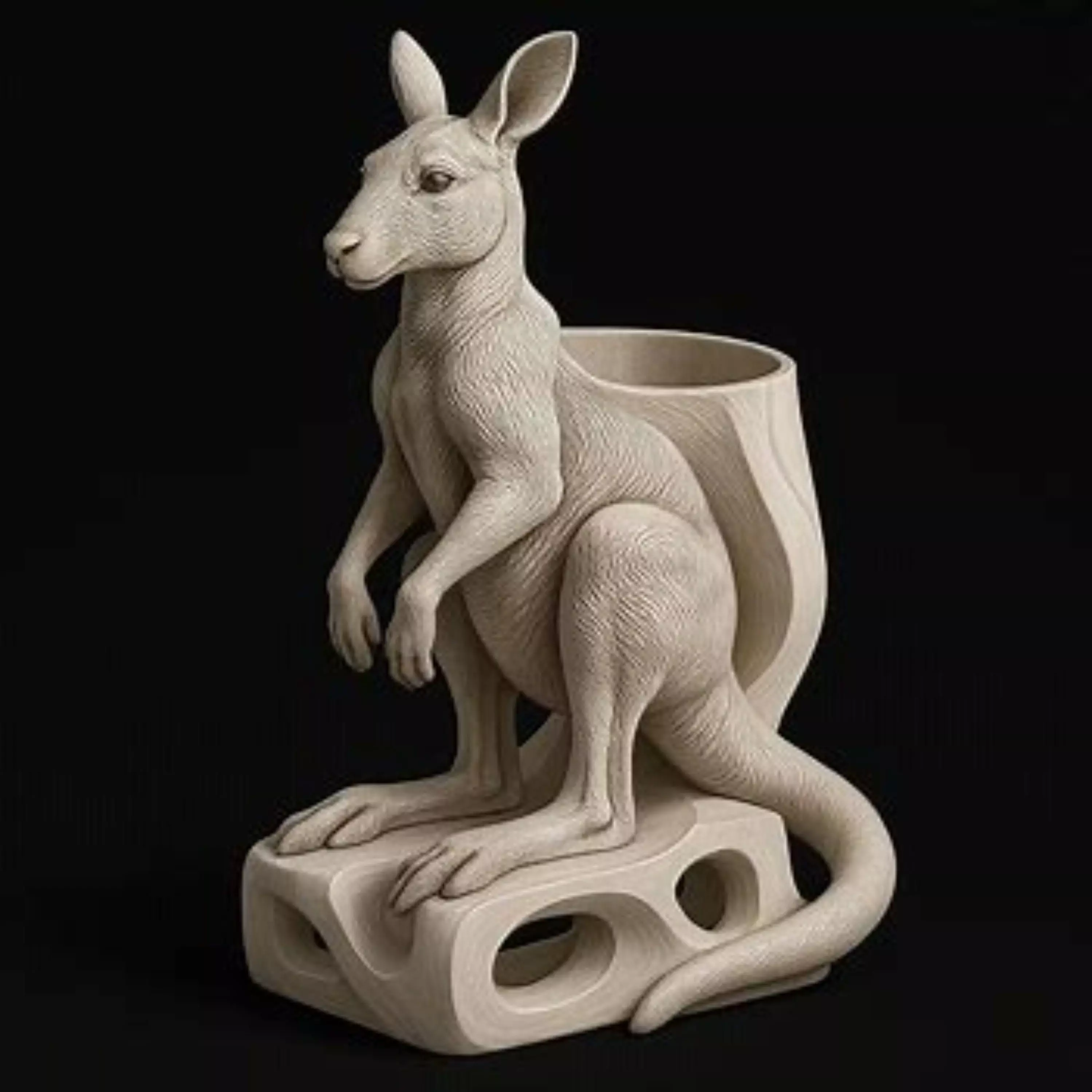 Majestic Kangaroo Desk Holder Art Piece 3D print model_0