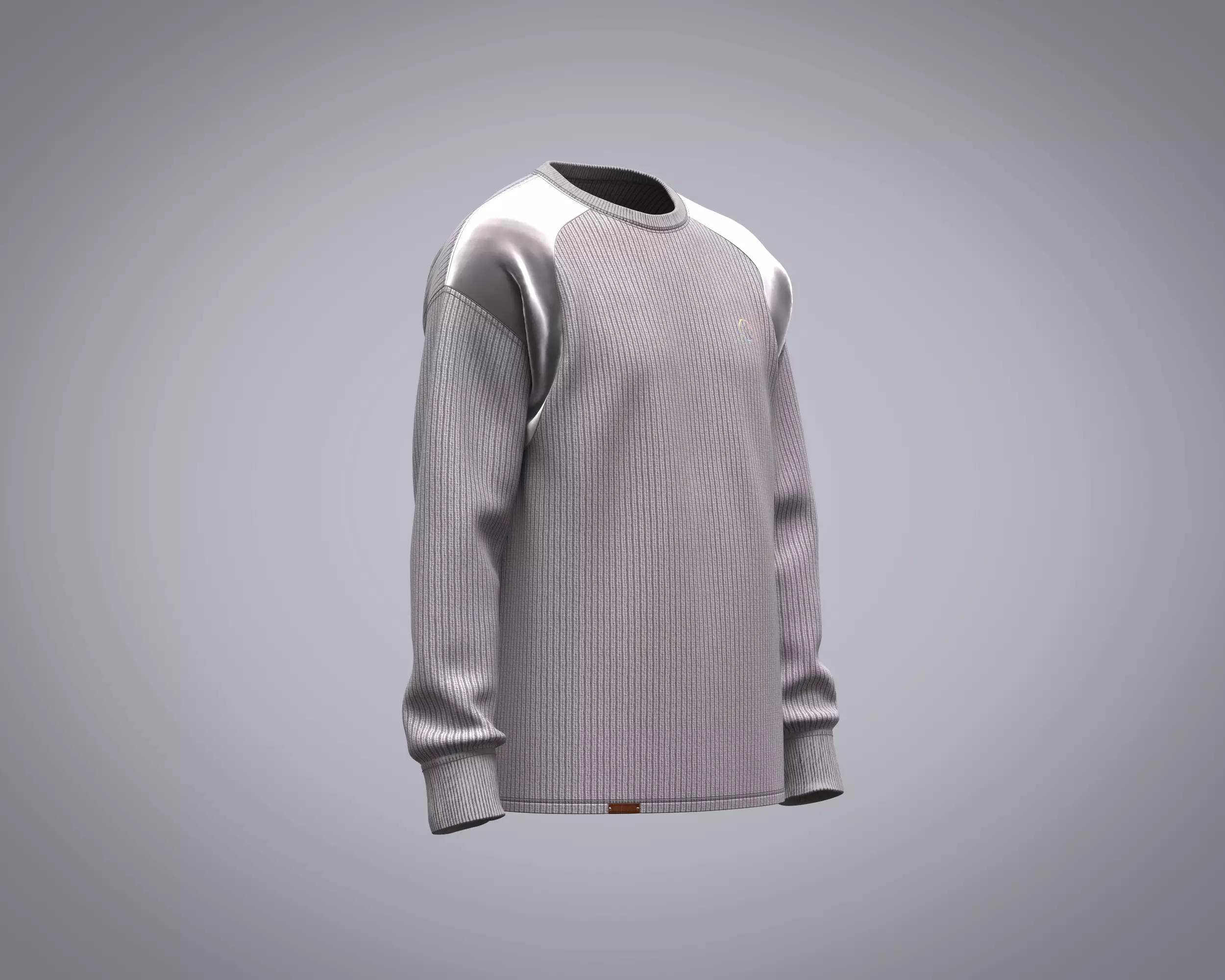 Mens sweater with cut and sew patch work with different fabric 3D model_1