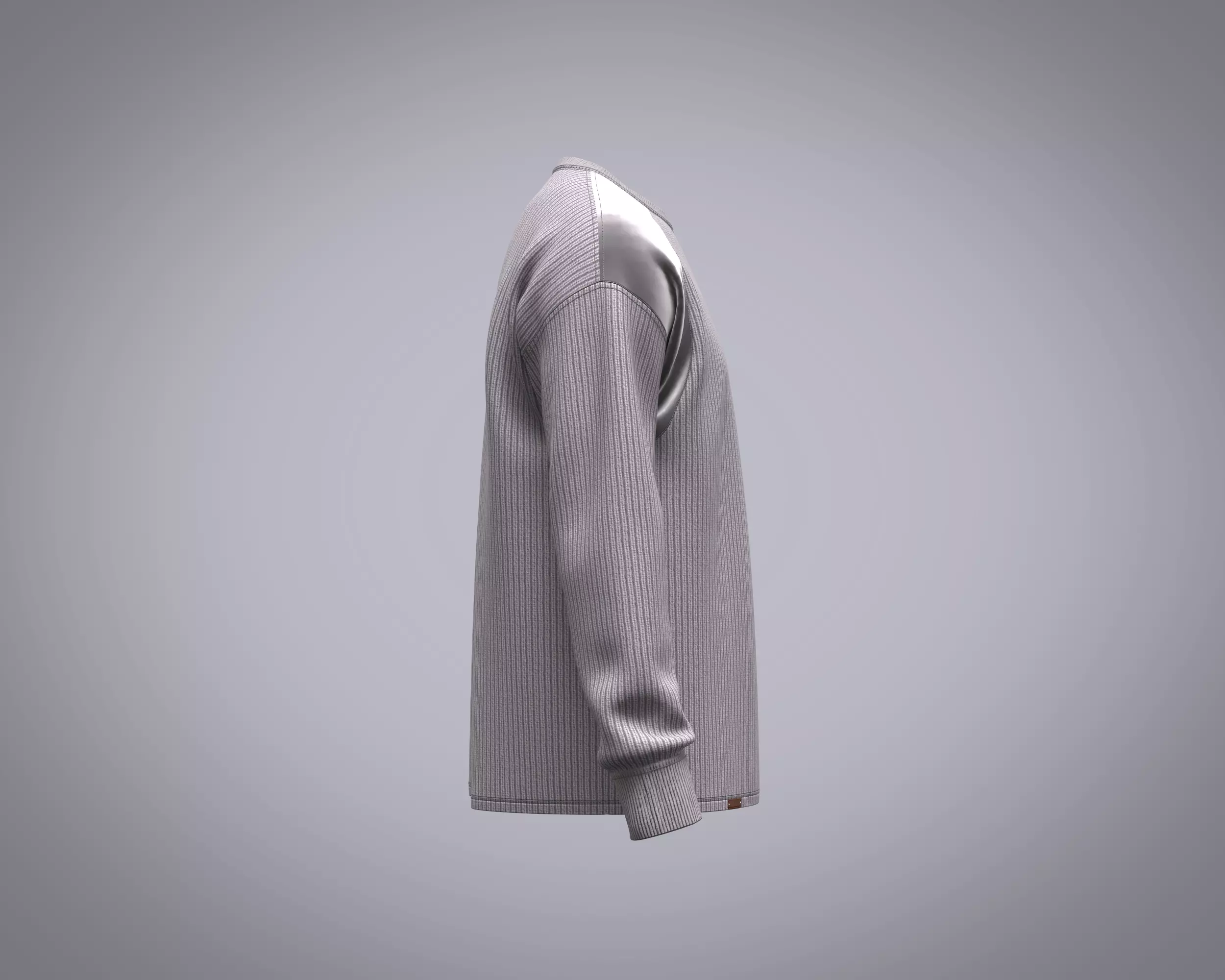 Mens sweater with cut and sew patch work with different fabric 3D model_2