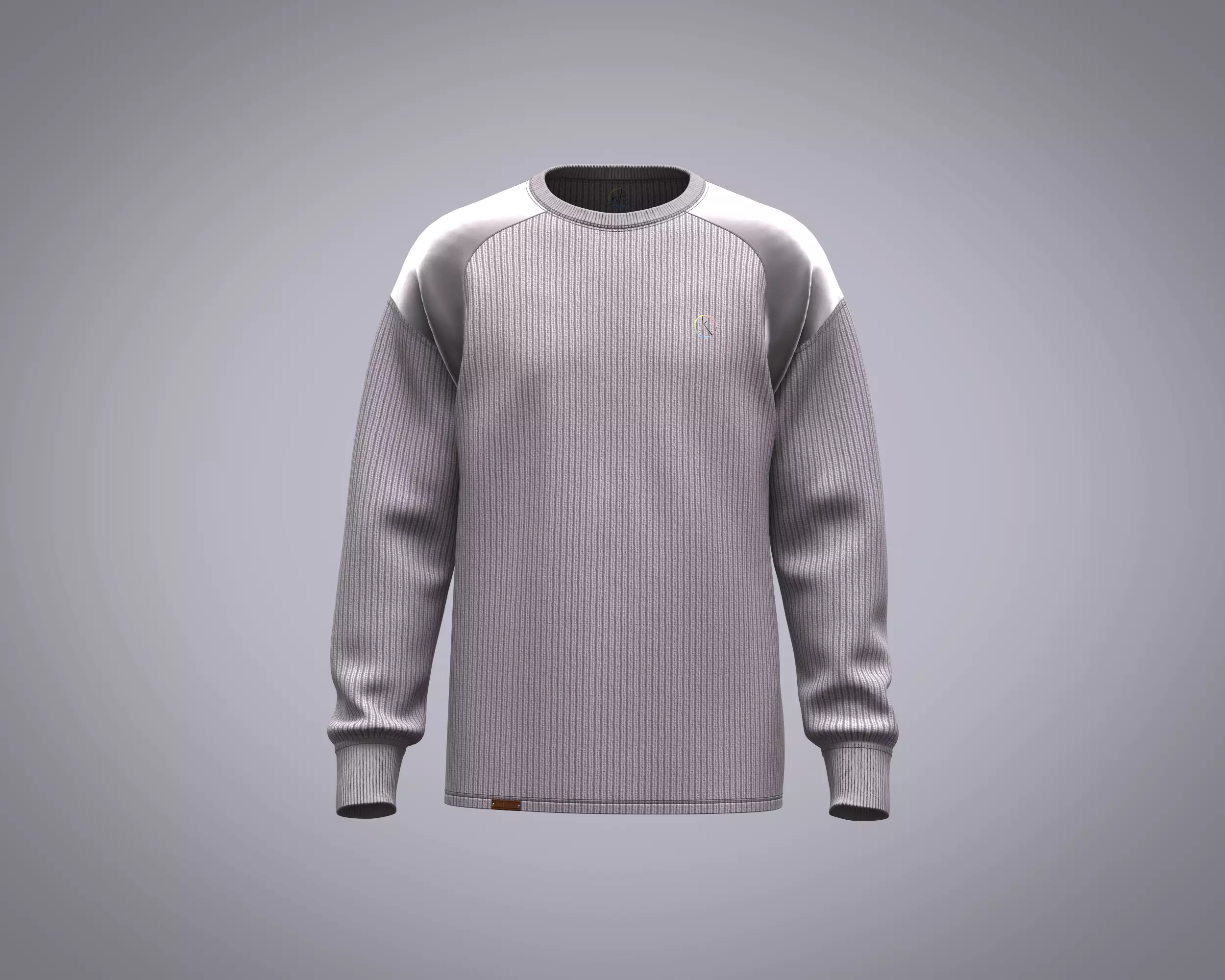 Mens sweater with cut and sew patch work with different fabric 3D model_0