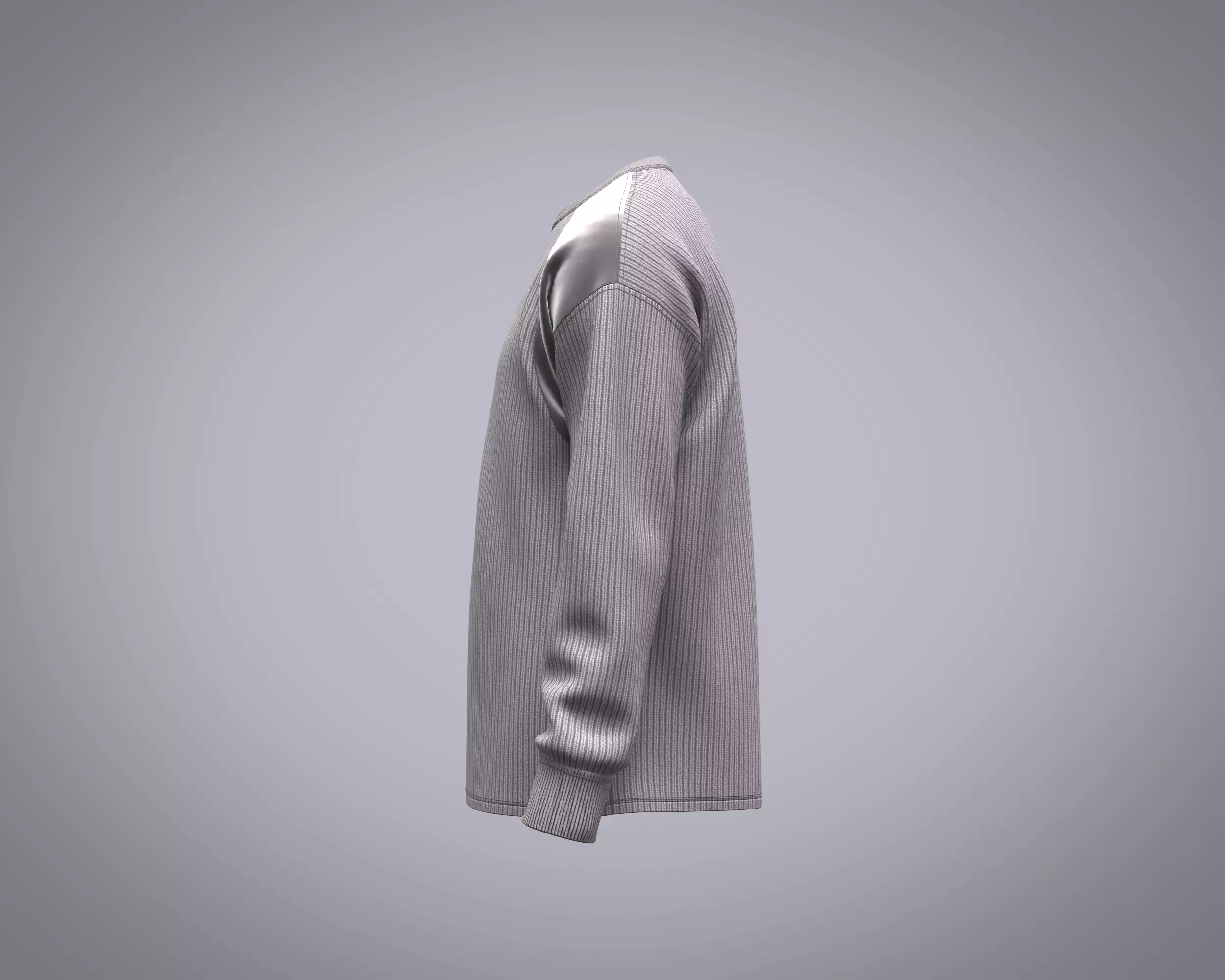 Mens sweater with cut and sew patch work with different fabric 3D model_6