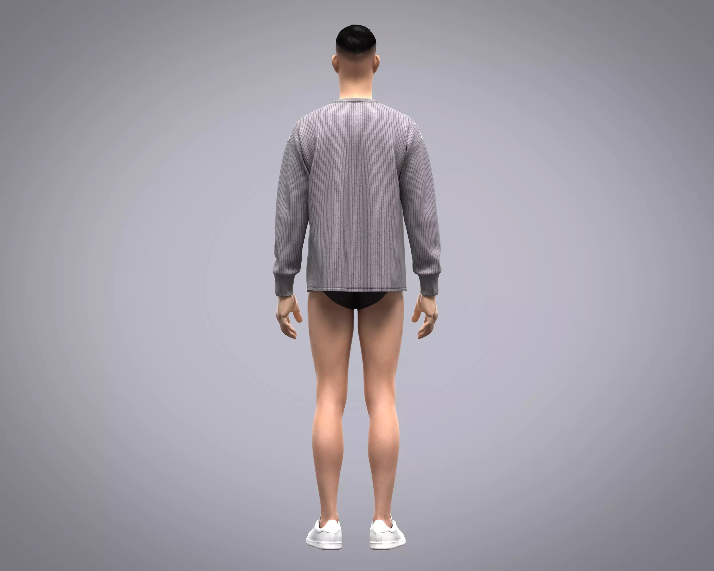 Mens sweater with cut and sew patch work with different fabric 3D model_12