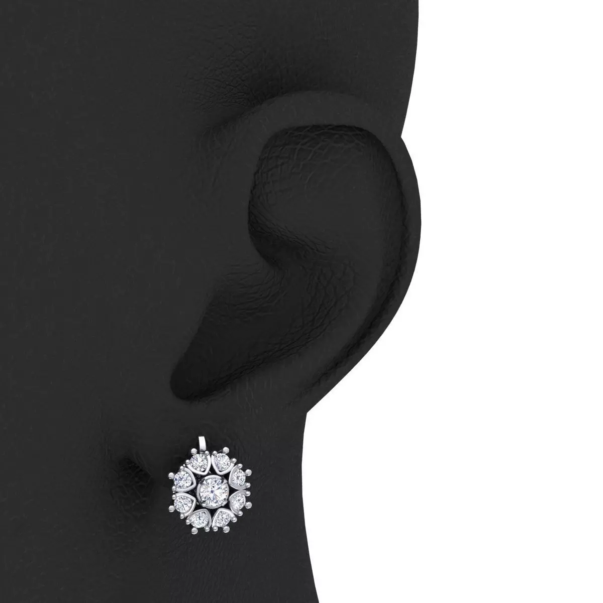 Genuine Emerald Diamond Anzor Style Earrings 3D print model_9