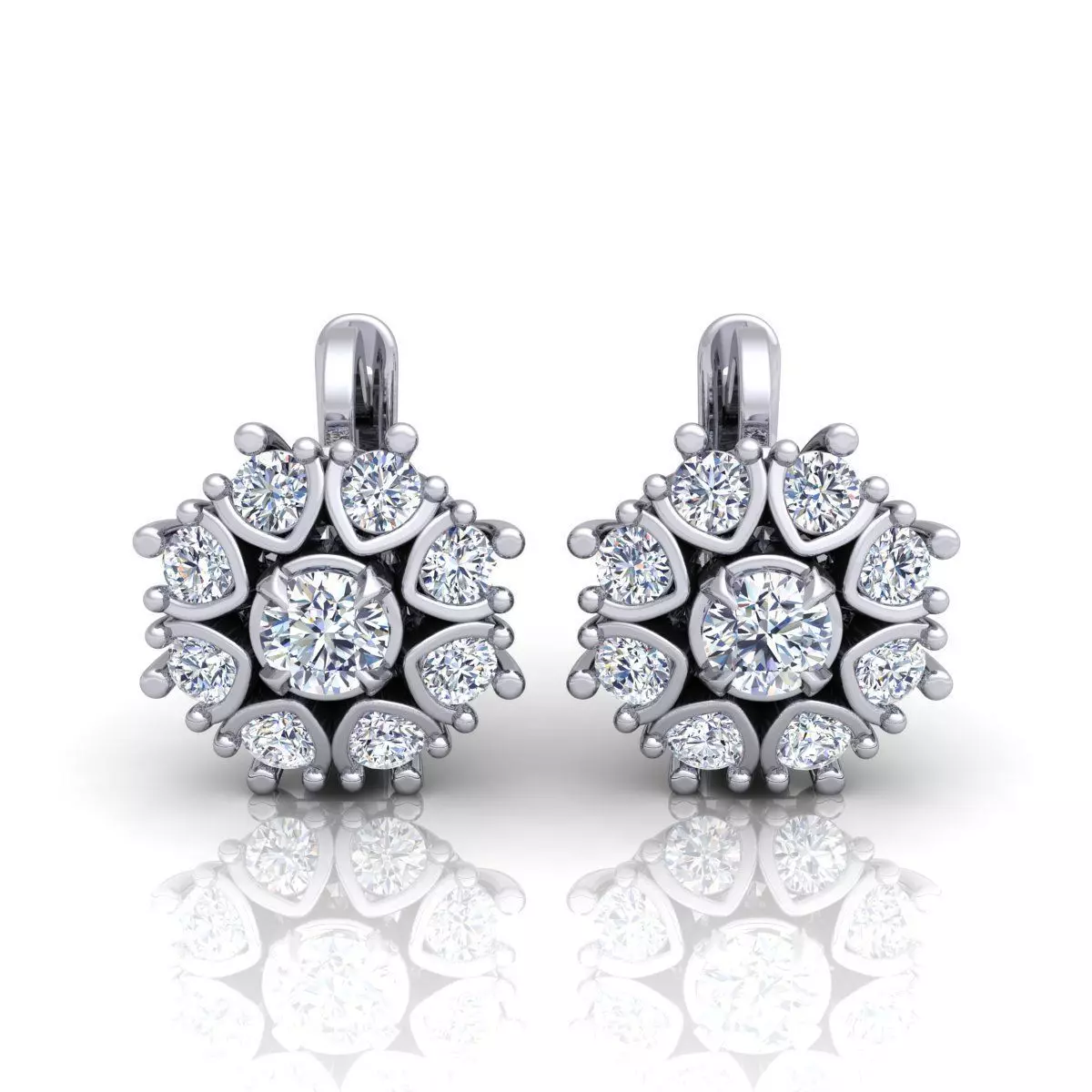 Genuine Emerald Diamond Anzor Style Earrings 3D print model_5