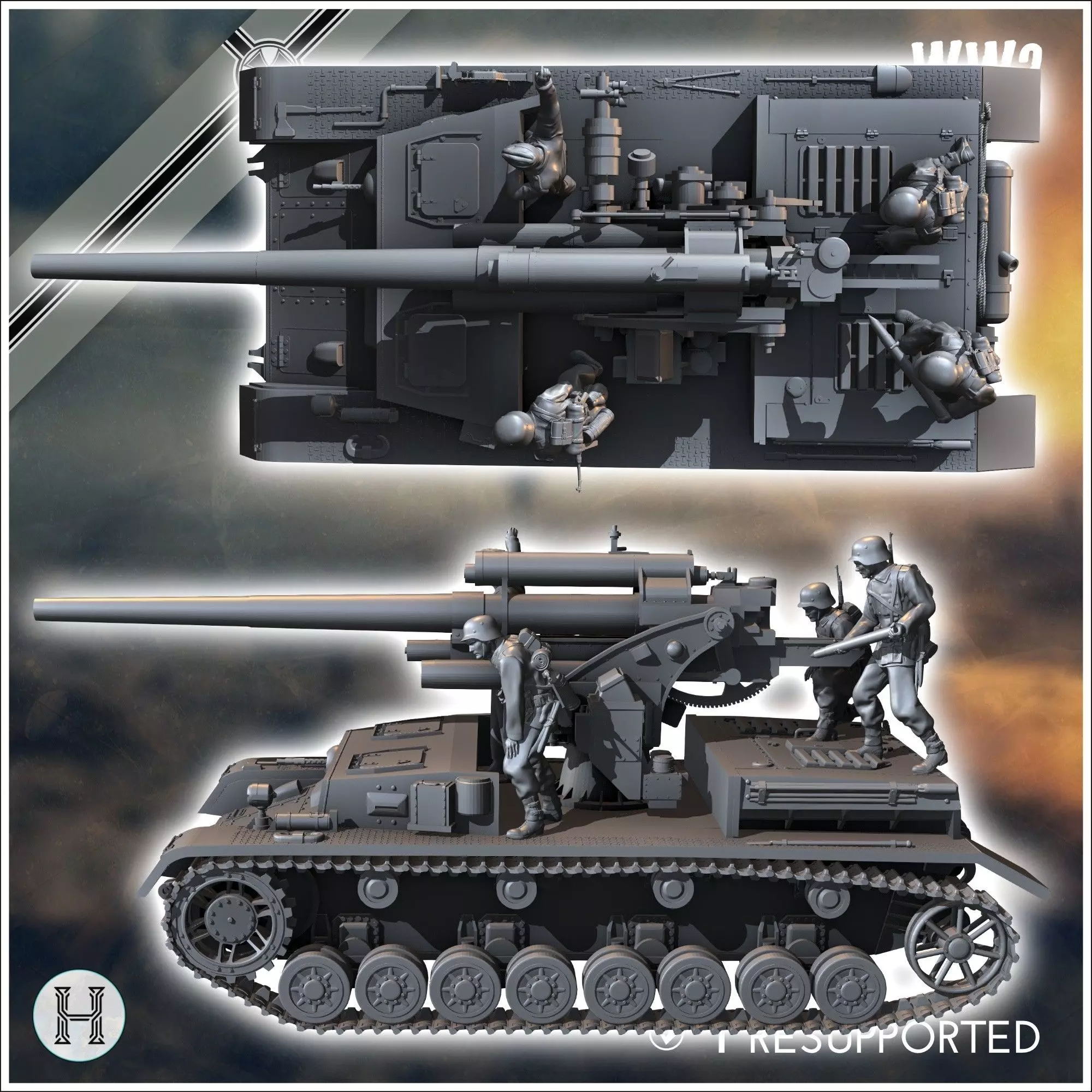 88 mm Flak 36 auf Fahrgestell Panzer IV - Germany Eastern Wester 3D print model_4