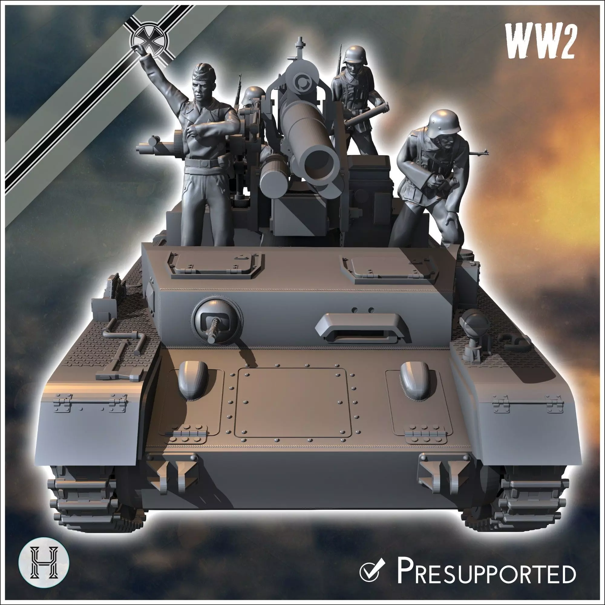 88 mm Flak 36 auf Fahrgestell Panzer IV - Germany Eastern Wester 3D print model_5