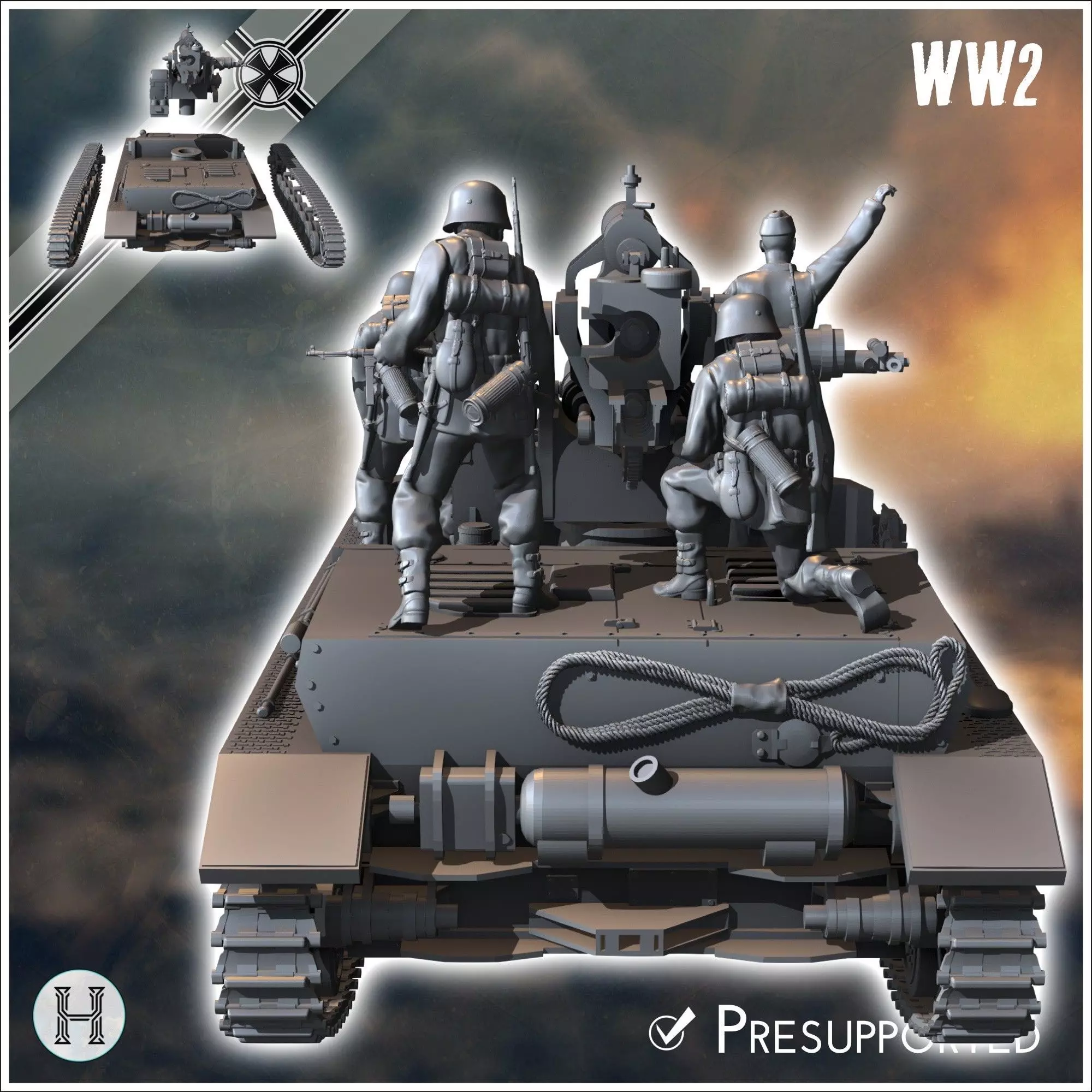 88 mm Flak 36 auf Fahrgestell Panzer IV - Germany Eastern Wester 3D print model_3