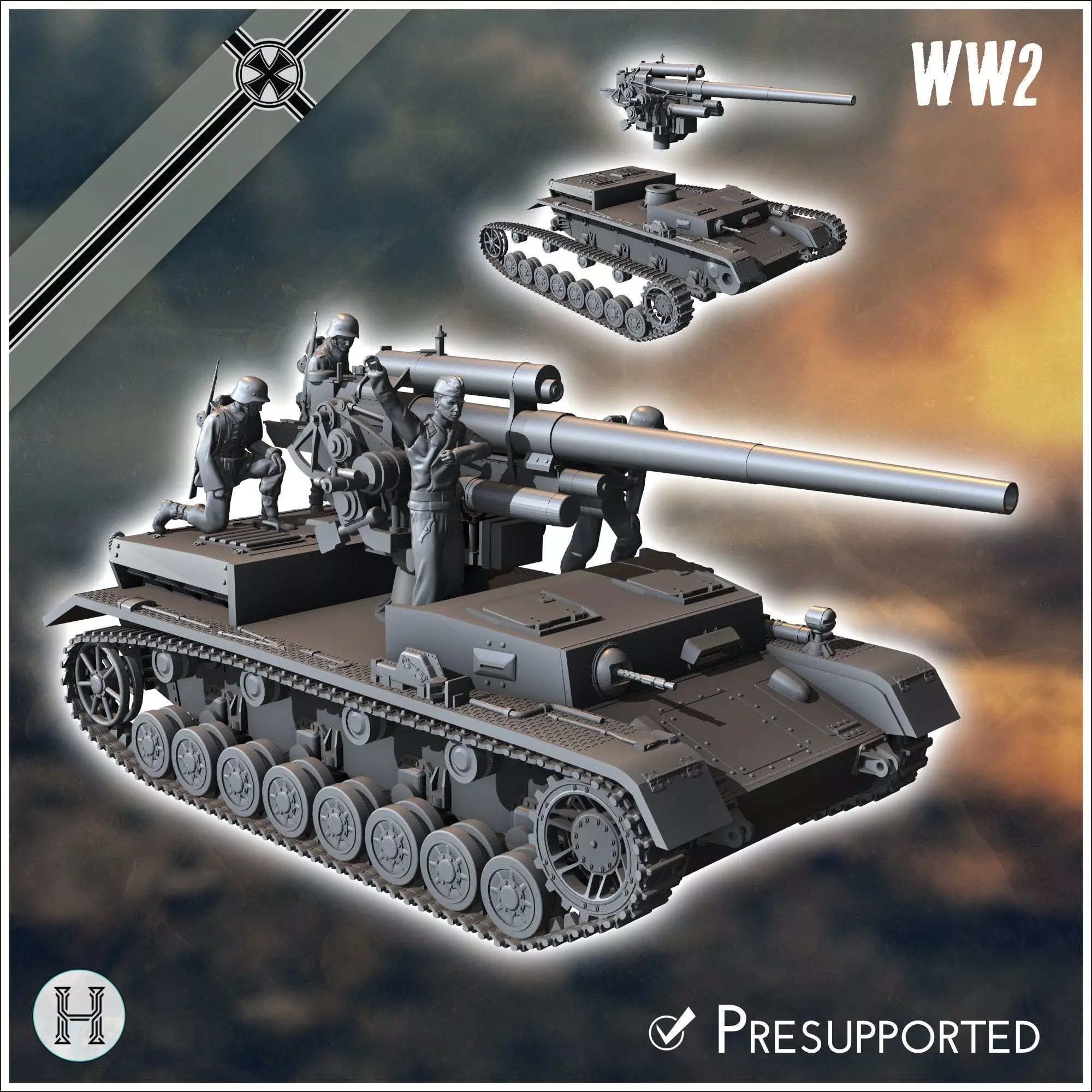 88 mm Flak 36 auf Fahrgestell Panzer IV - Germany Eastern Wester 3D print model_0