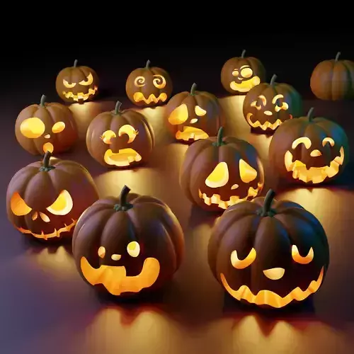 Jack O Lantern Pumpkins Set 3D print model