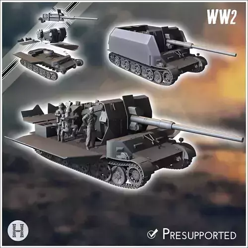 88 mm FlaK 41 auf Sonderfahrgestell PzSflIVc Grille 10 - Germany 3D print model