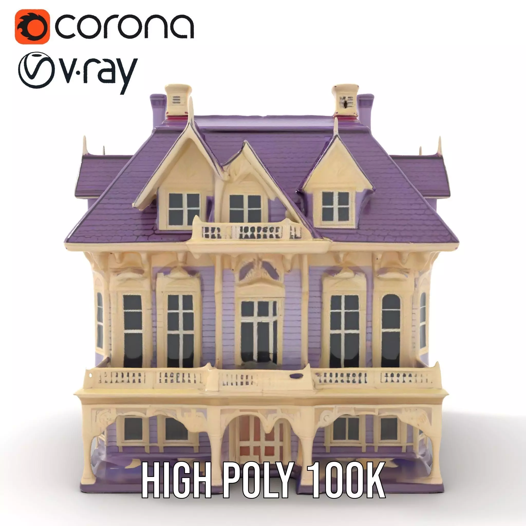 Victorian Lavender House model pack Low-poly 3D model_29