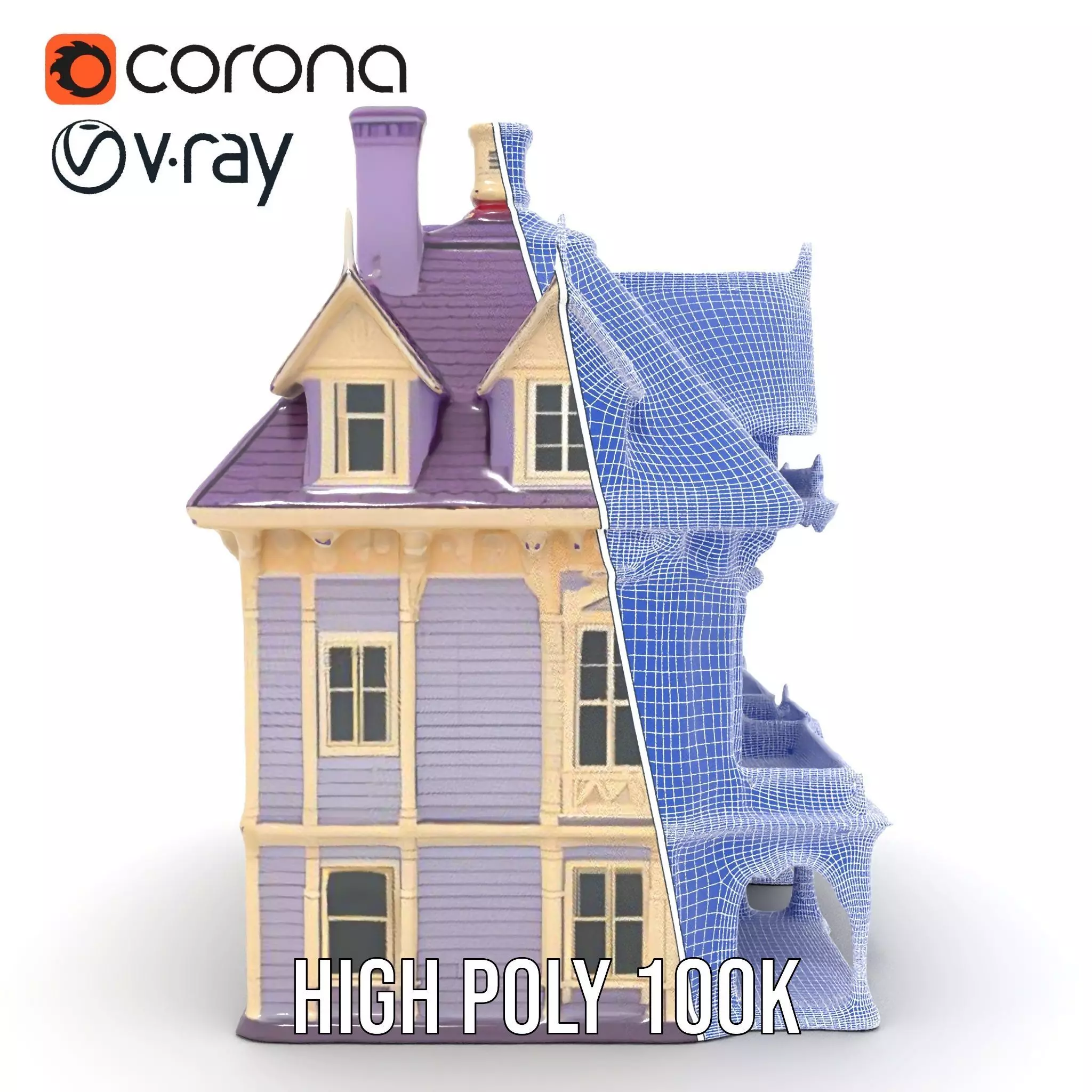 Victorian Lavender House model pack Low-poly 3D model_35