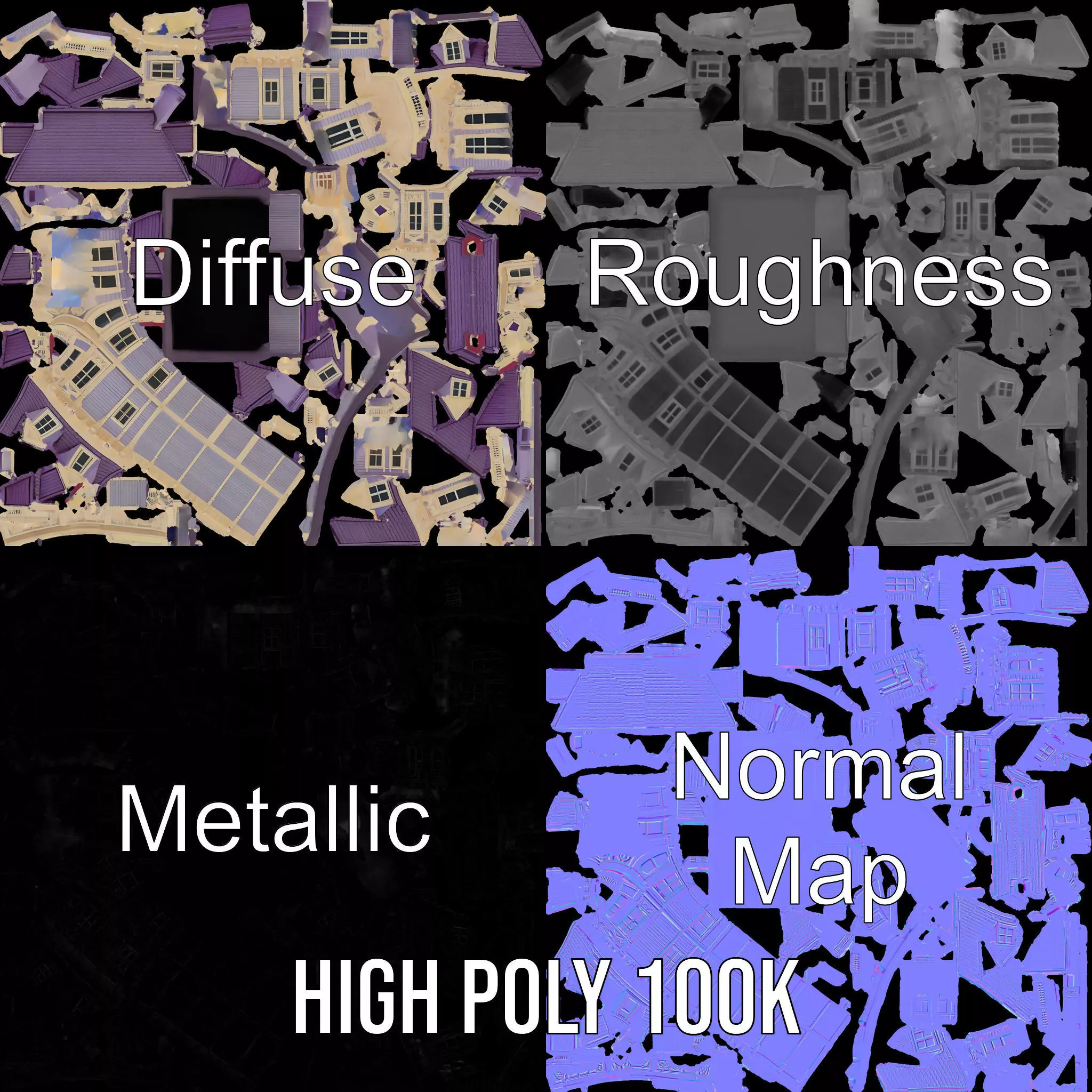 Victorian Lavender House model pack Low-poly 3D model_4