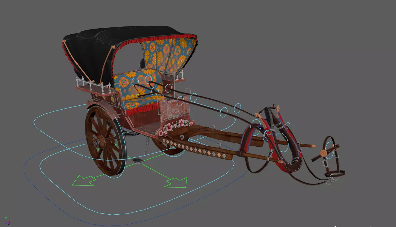 WoodenCart 3D model_1
