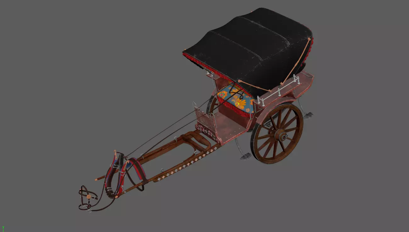 WoodenCart 3D model_2