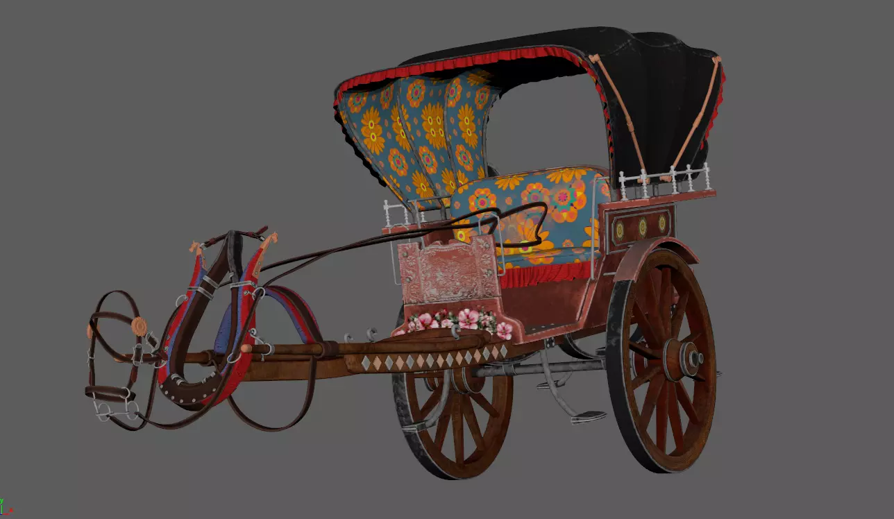 WoodenCart 3D model_4
