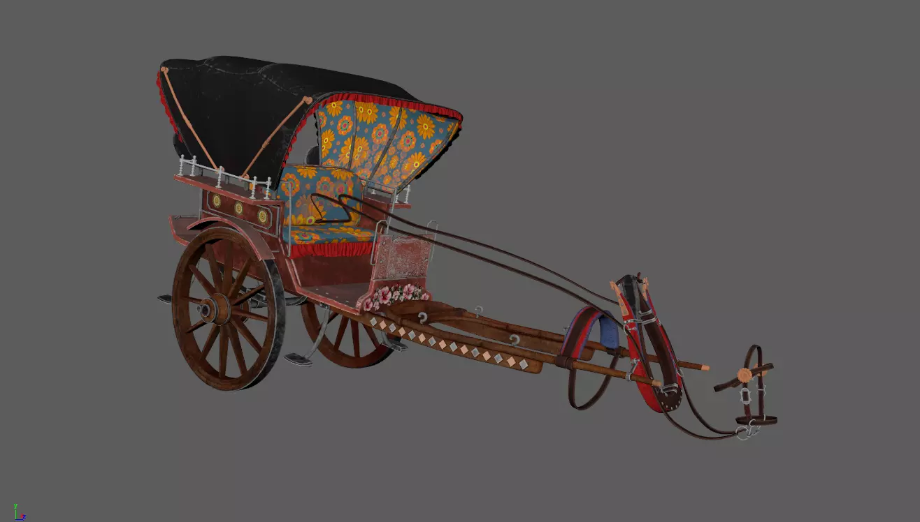 WoodenCart 3D model_3