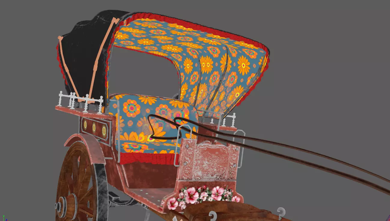 WoodenCart 3D model_5