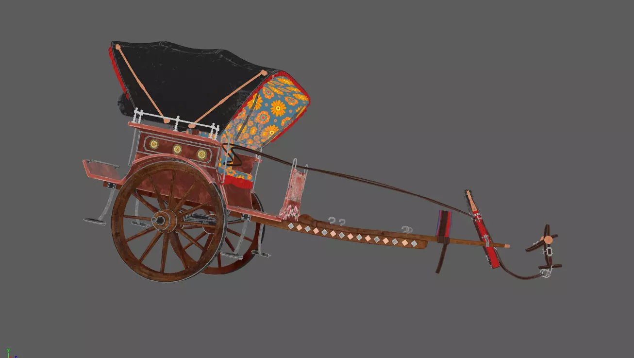 WoodenCart 3D model_0