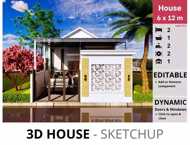 House 6x12m code 613 - Sketchup 3D model 3D model