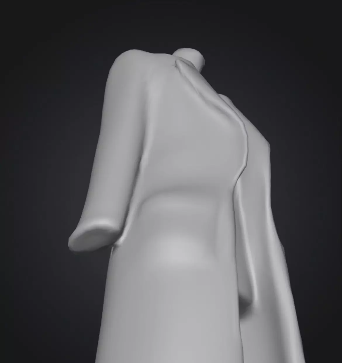 Black long coat with floating stand 3D model_9