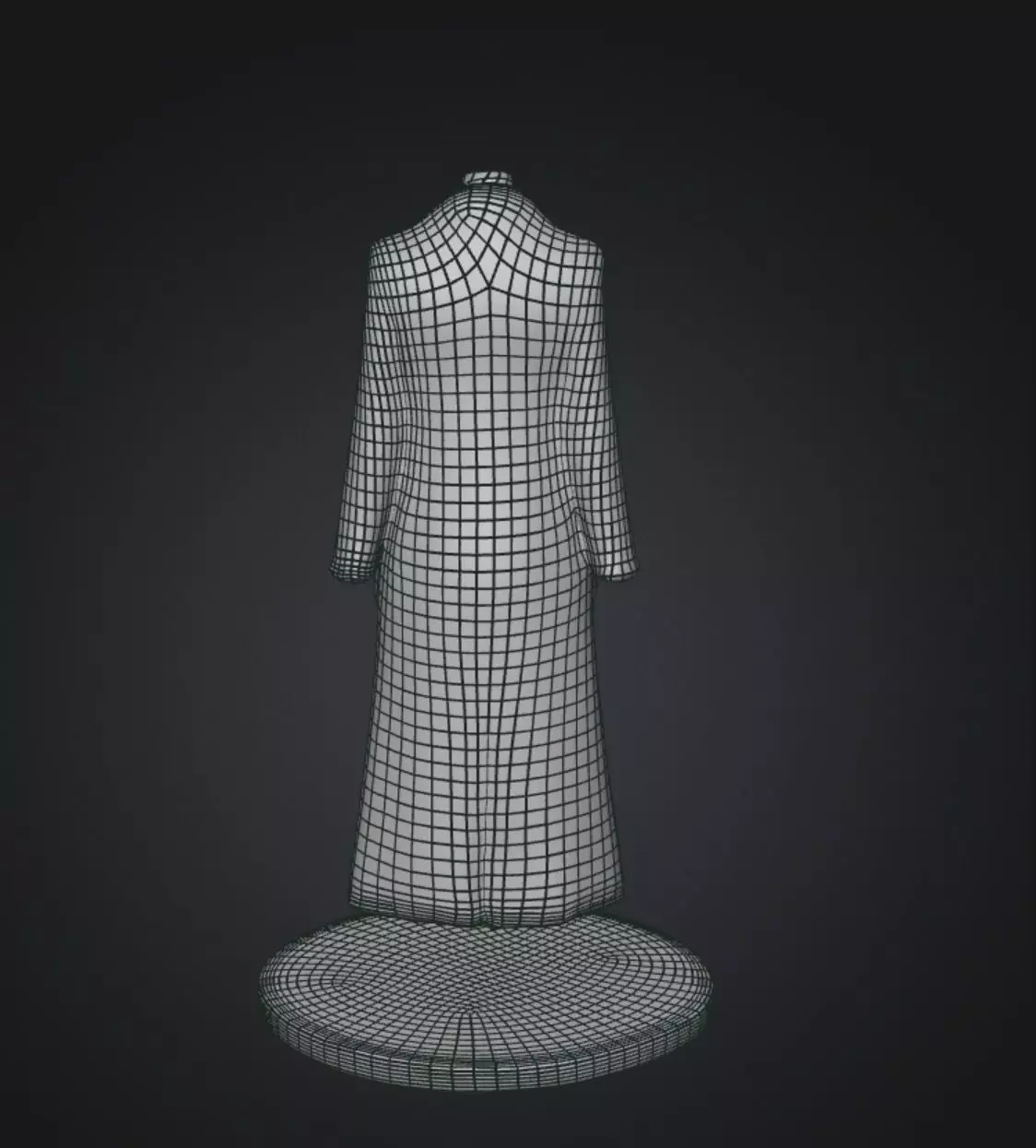 Black long coat with floating stand 3D model_12