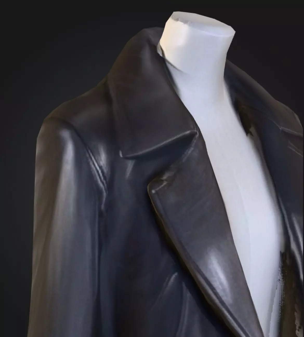 Black long coat with floating stand 3D model_6