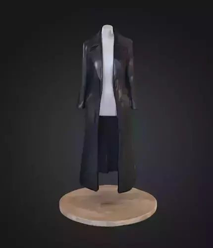 Black long coat with floating stand 3D model