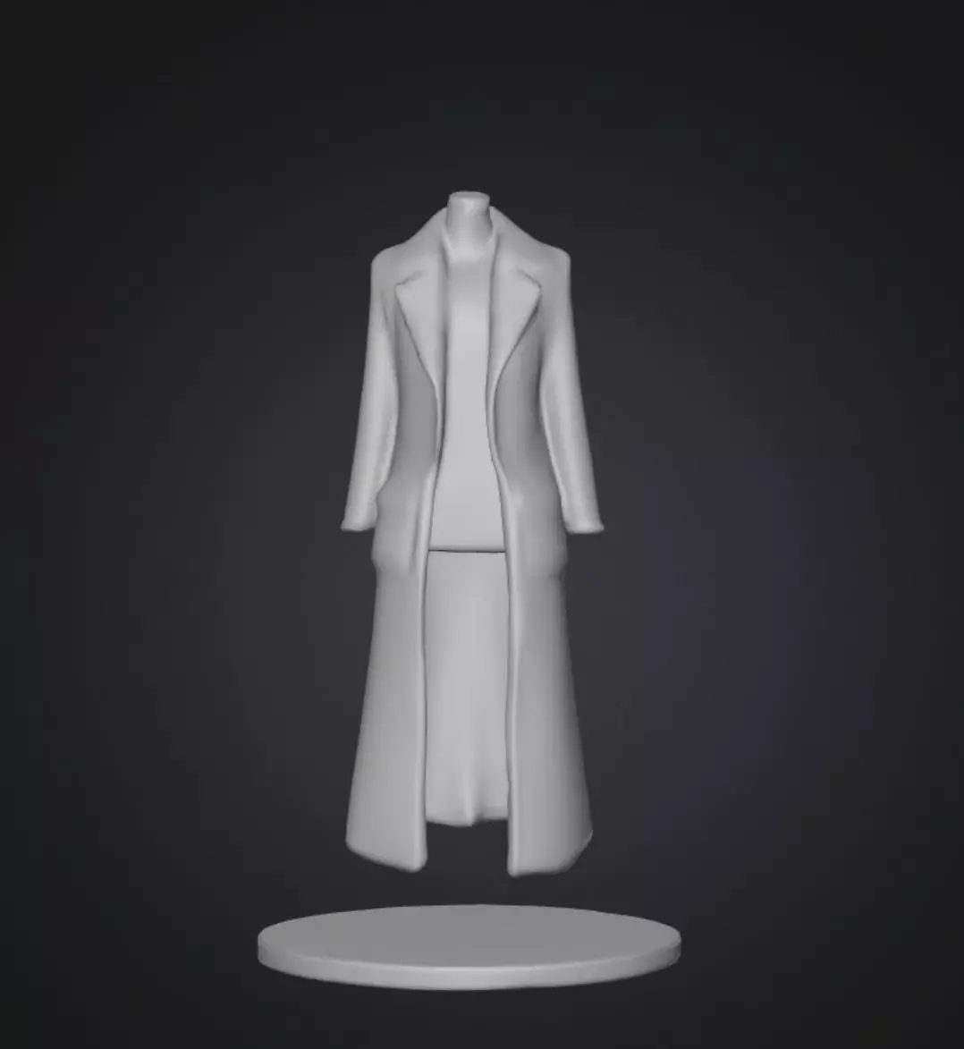 Black long coat with floating stand 3D model_7