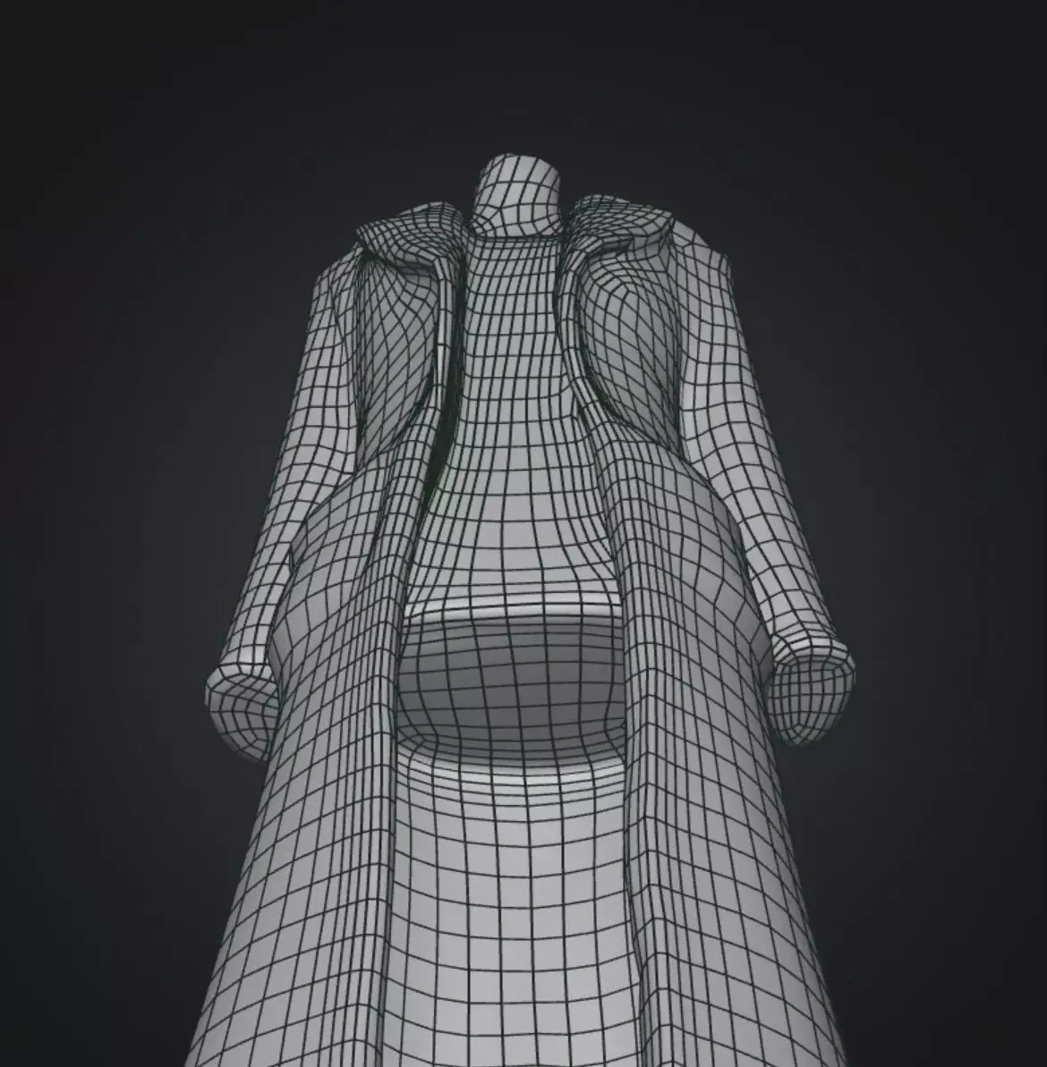 Black long coat with floating stand 3D model_16