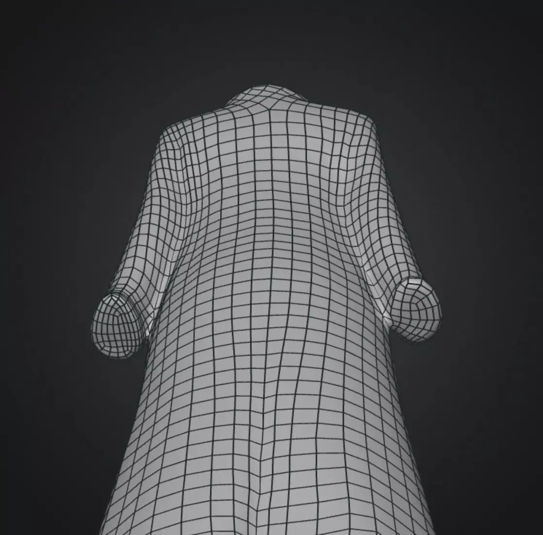 Black long coat with floating stand 3D model_15