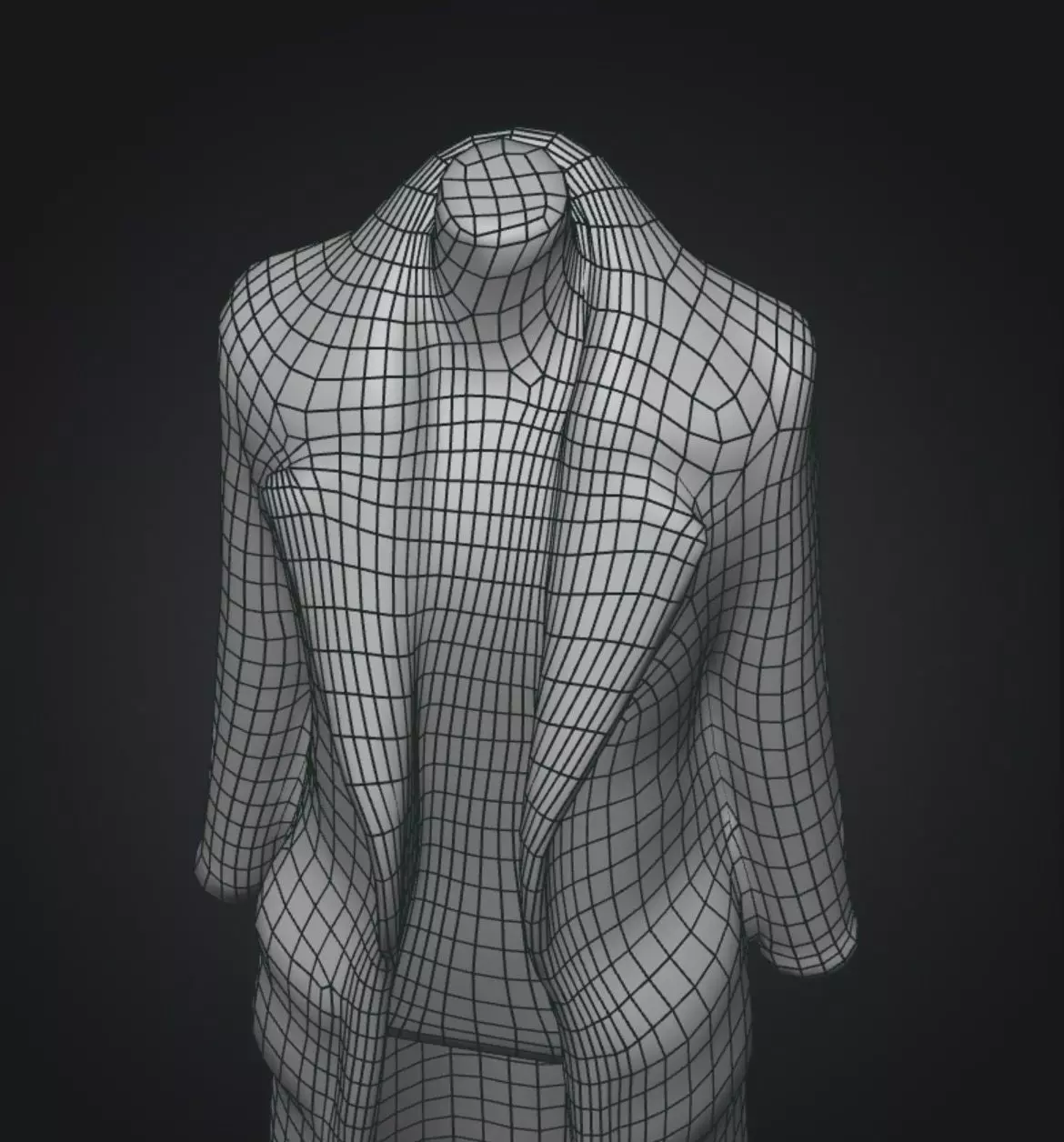 Black long coat with floating stand 3D model_13