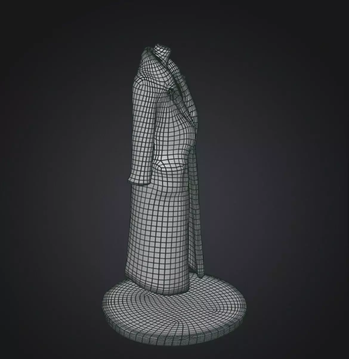 Black long coat with floating stand 3D model_11