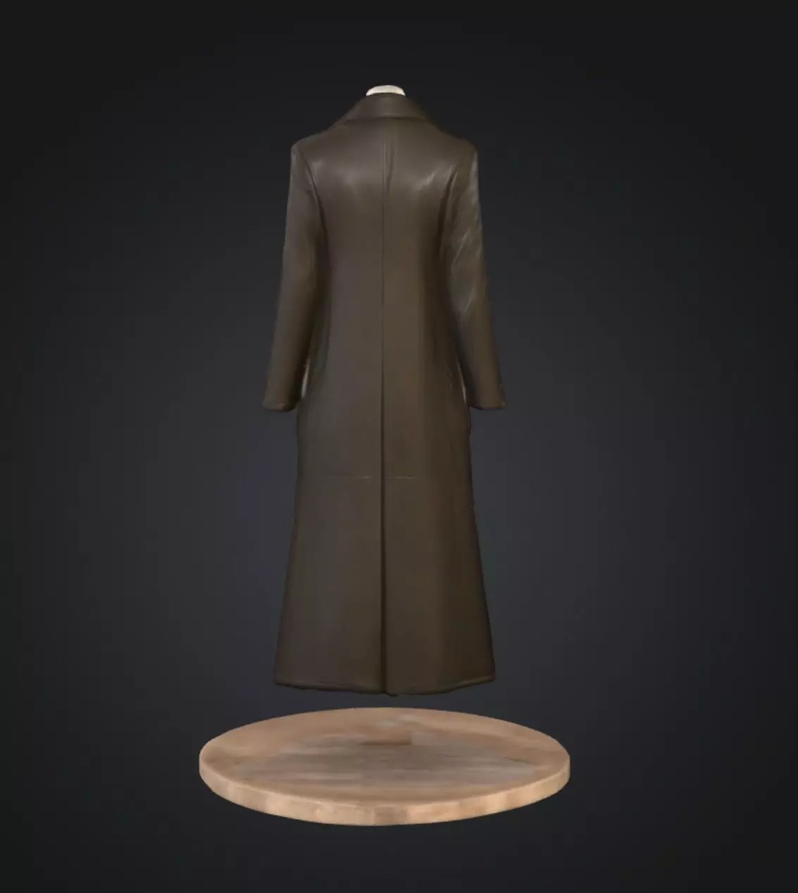 Black long coat with floating stand 3D model_3