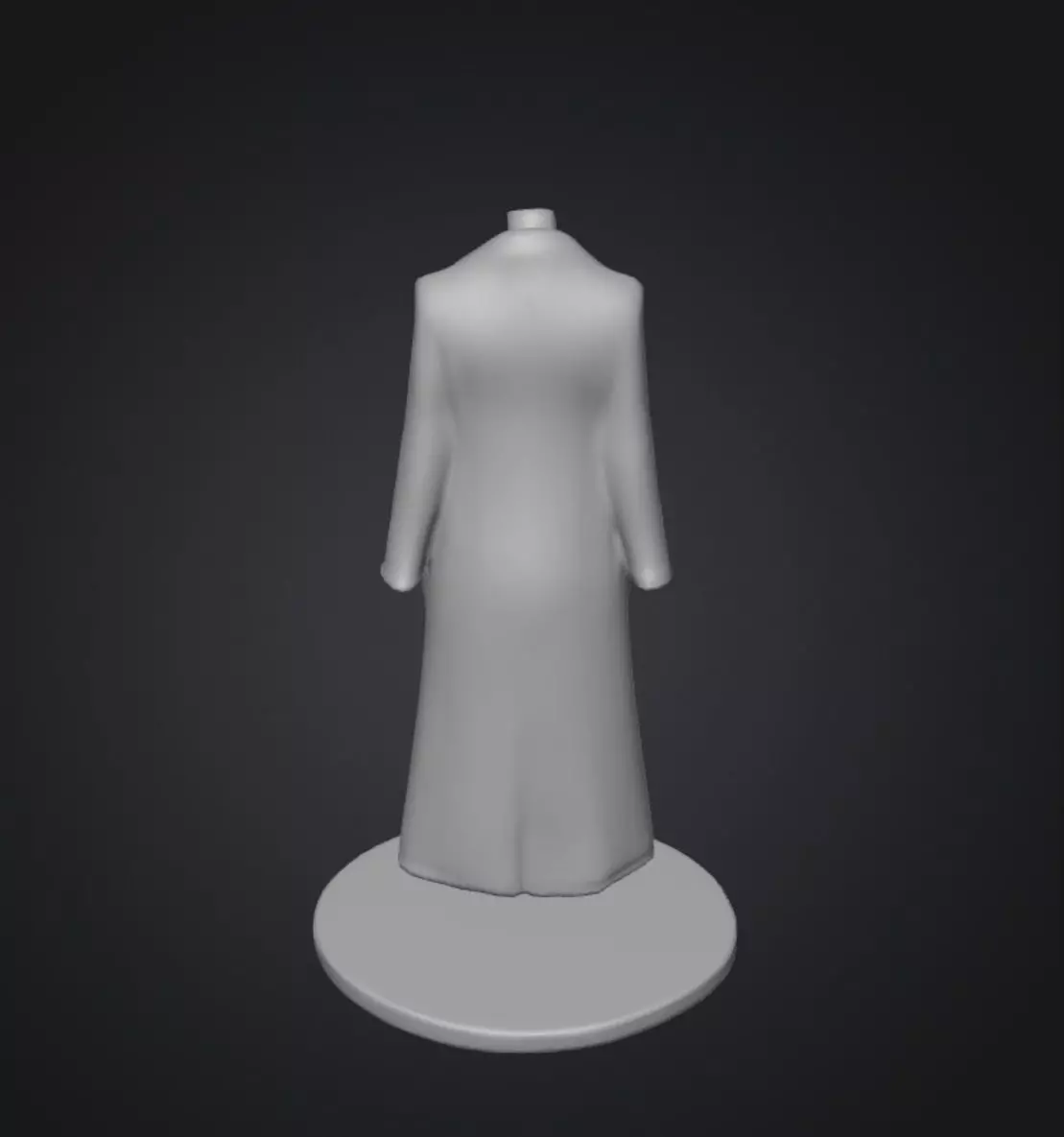 Black long coat with floating stand 3D model_8