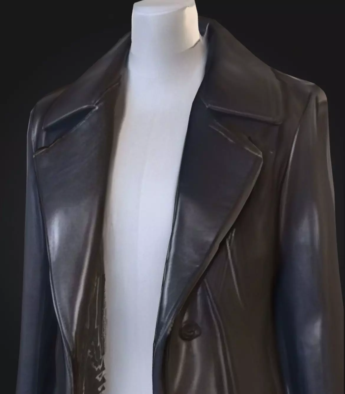 Black long coat with floating stand 3D model_5