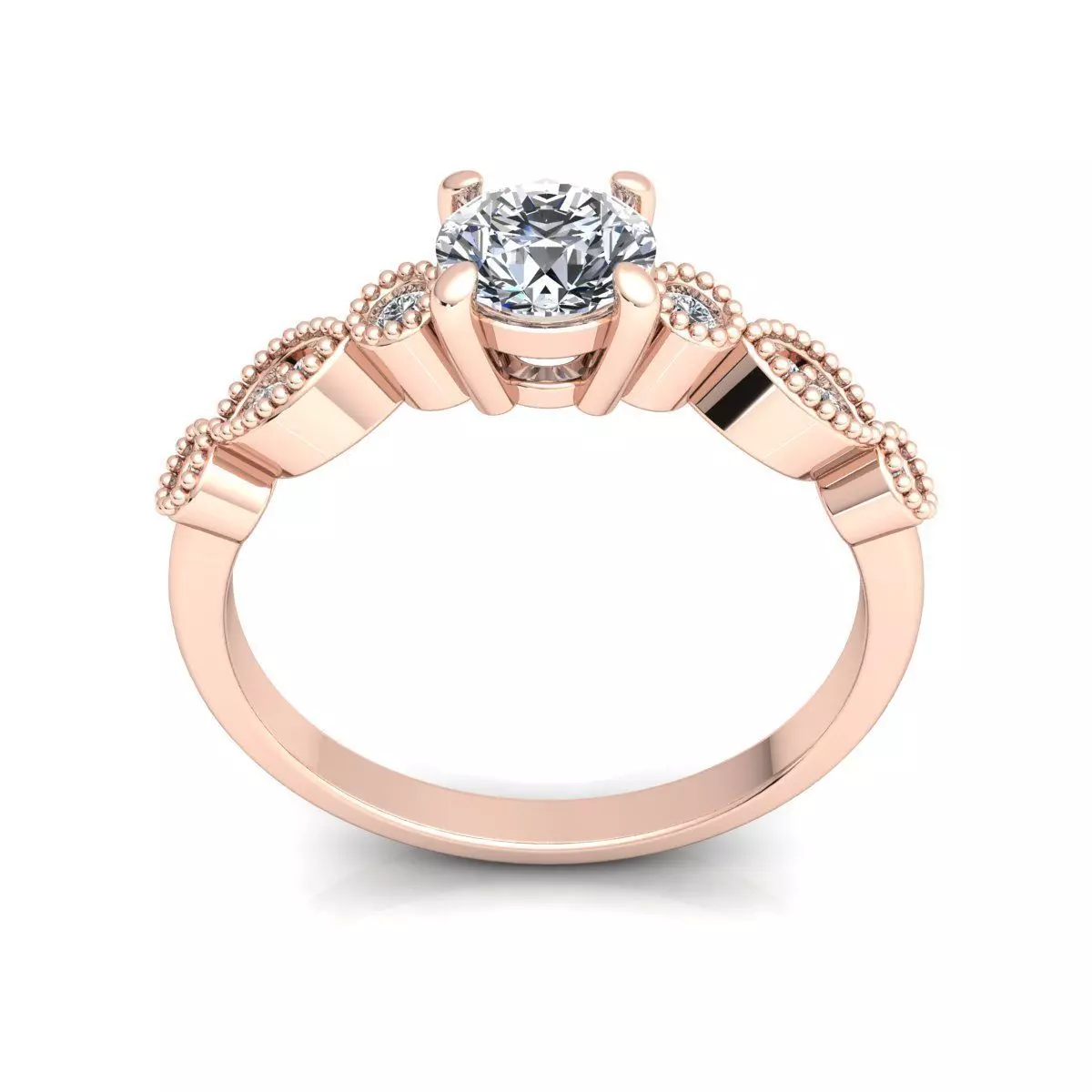 Round diamond engagement ring 3D print model_4