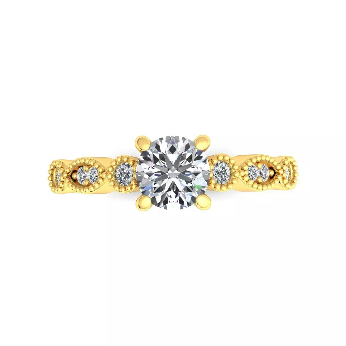 Round diamond engagement ring 3D print model_8