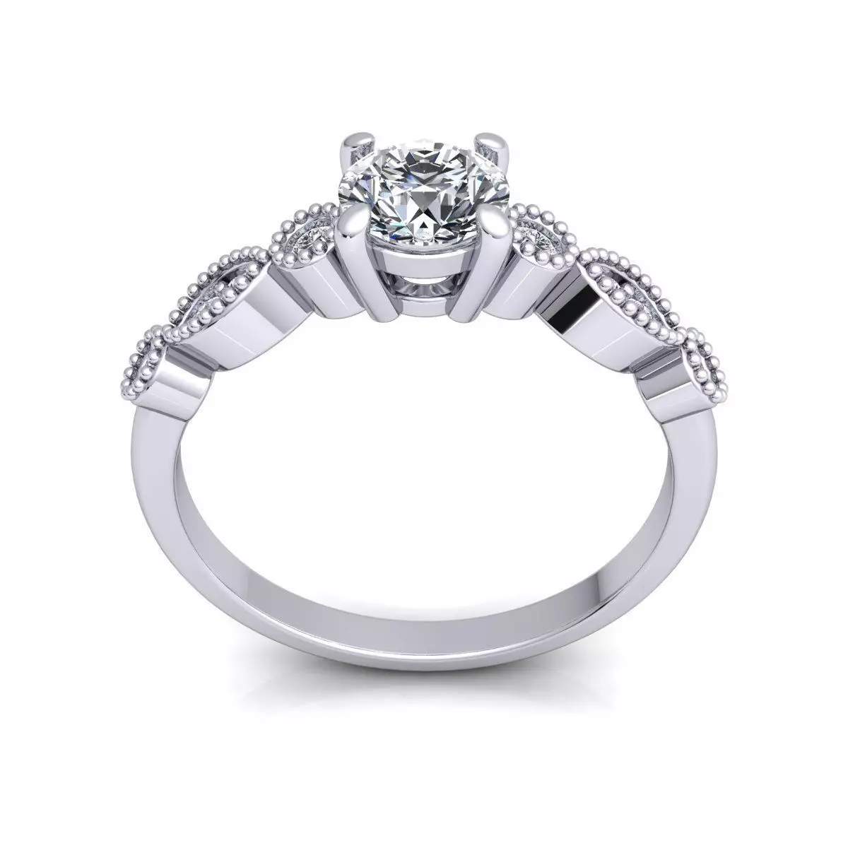 Round diamond engagement ring 3D print model_3