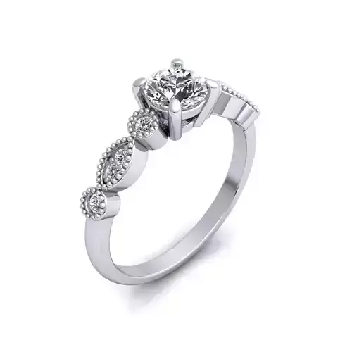 Round diamond engagement ring 3D print model