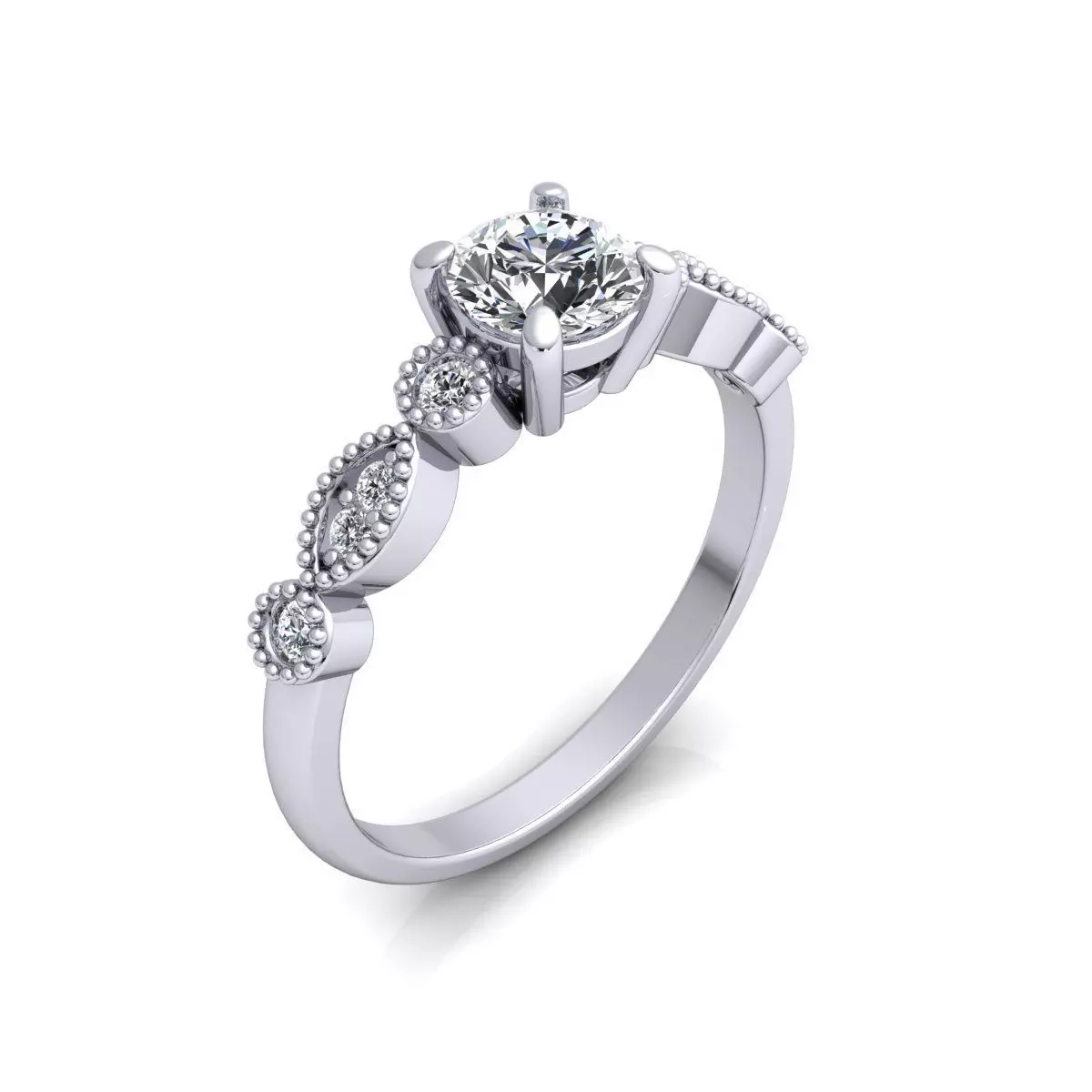 Round diamond engagement ring 3D print model_0