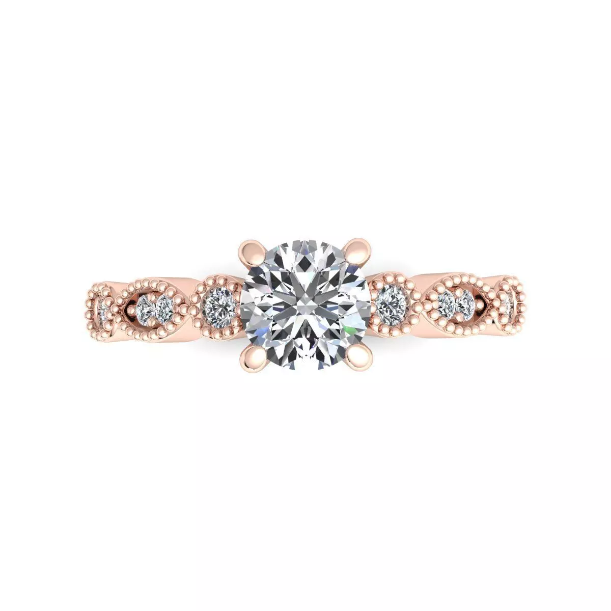 Round diamond engagement ring 3D print model_7