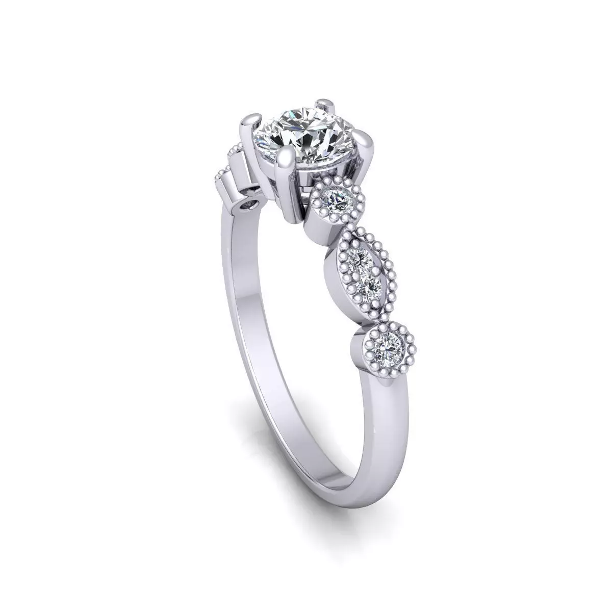 Round diamond engagement ring 3D print model_9