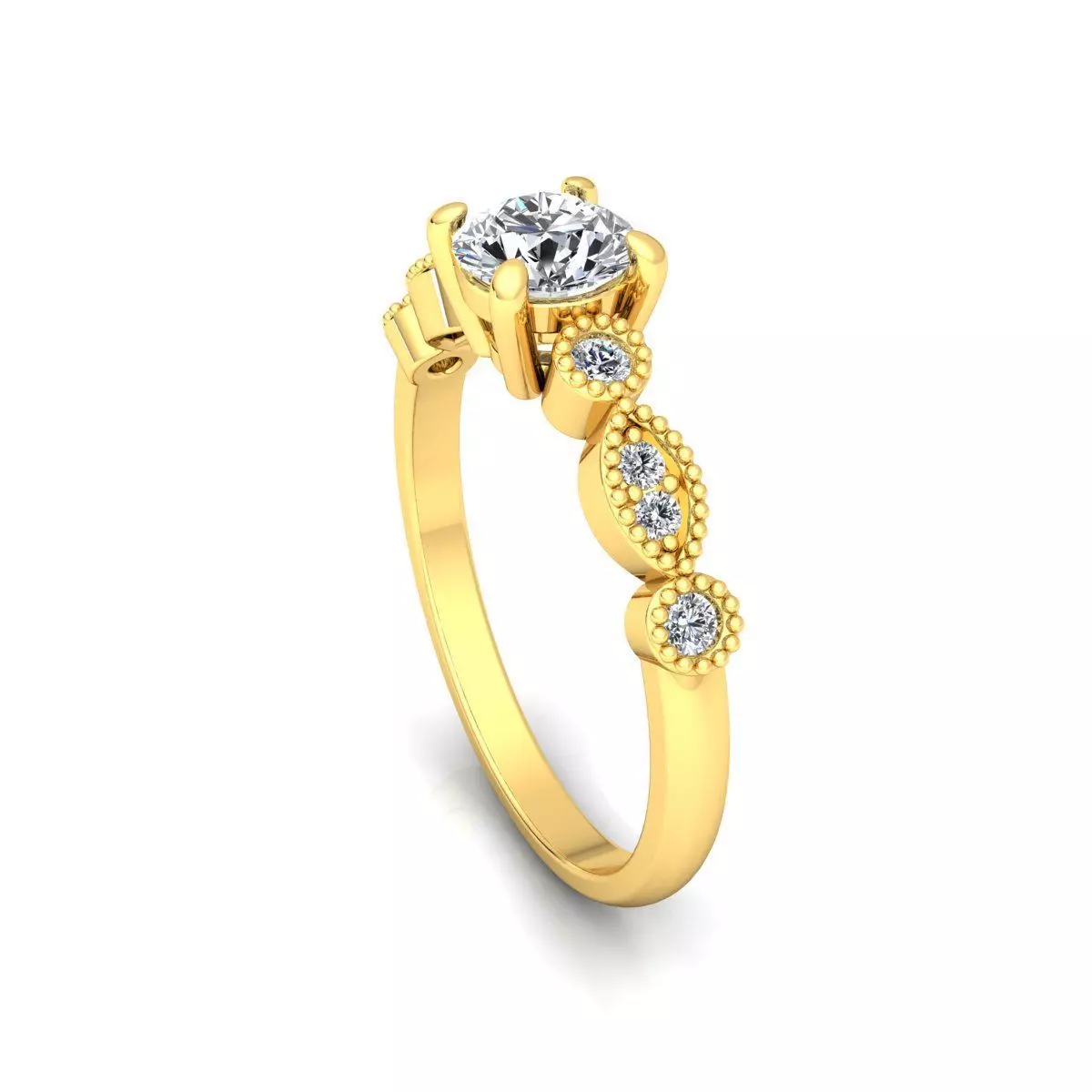 Round diamond engagement ring 3D print model_11