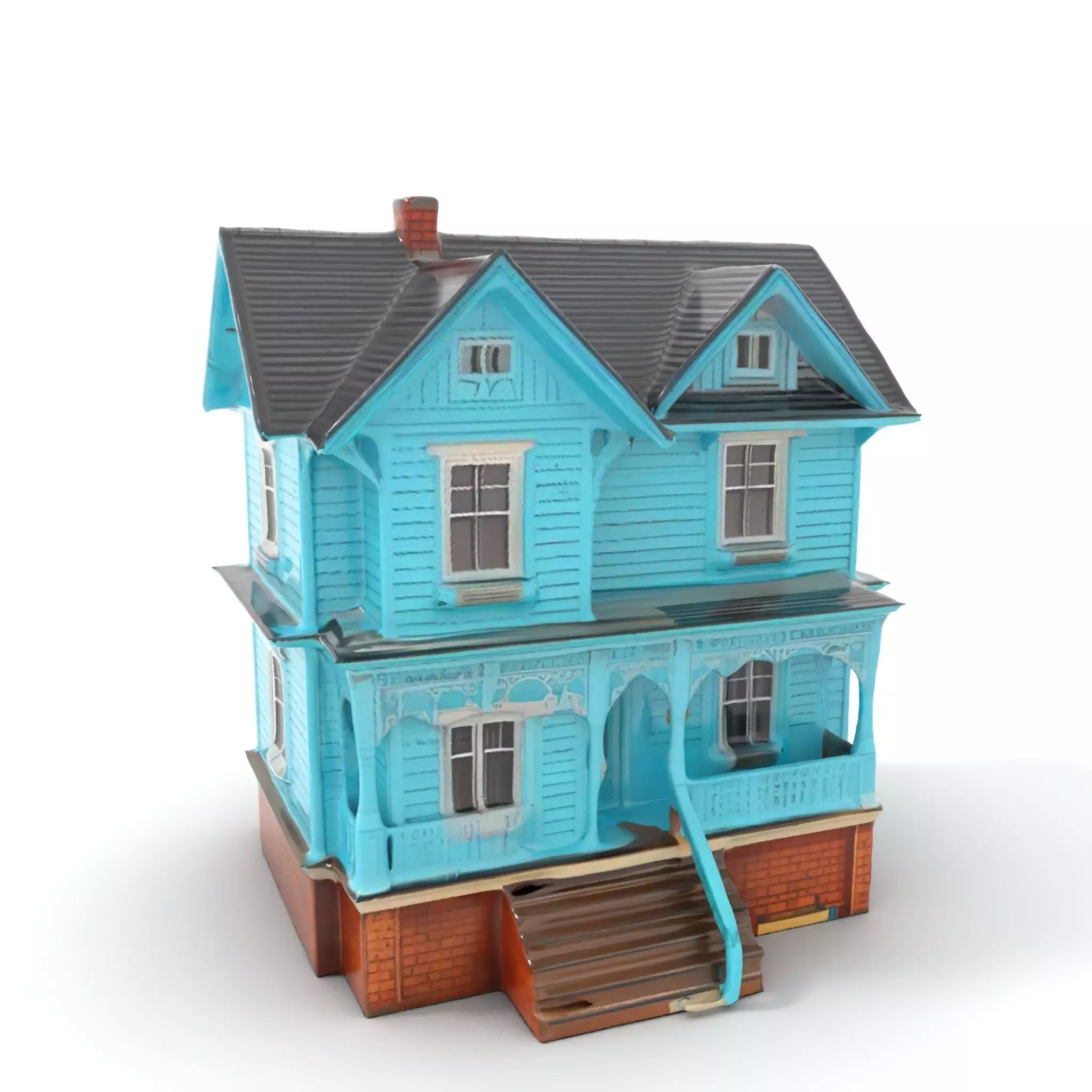 Victorian Turquoise House model pack Low-poly 3D model_0
