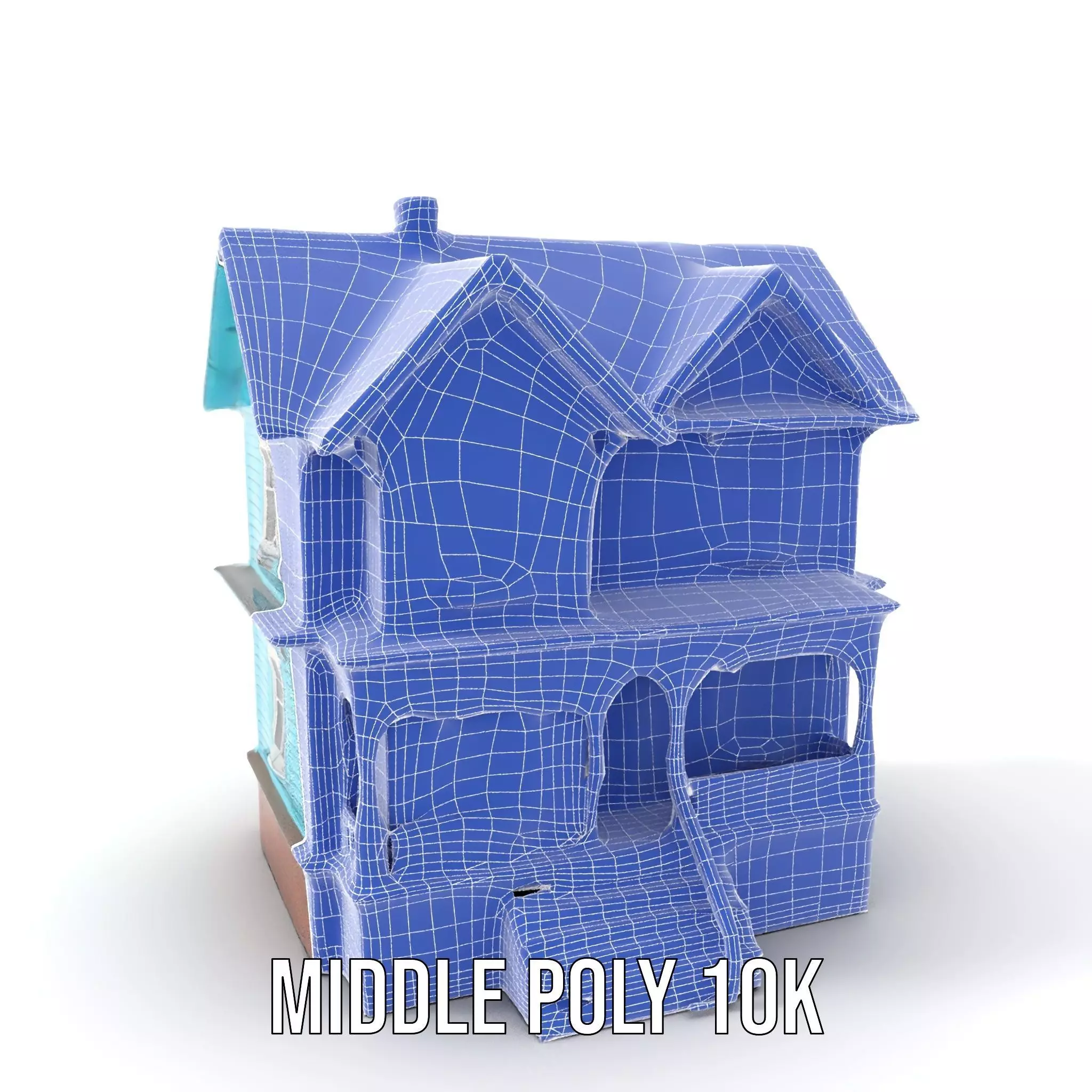 Victorian Turquoise House model pack Low-poly 3D model_20