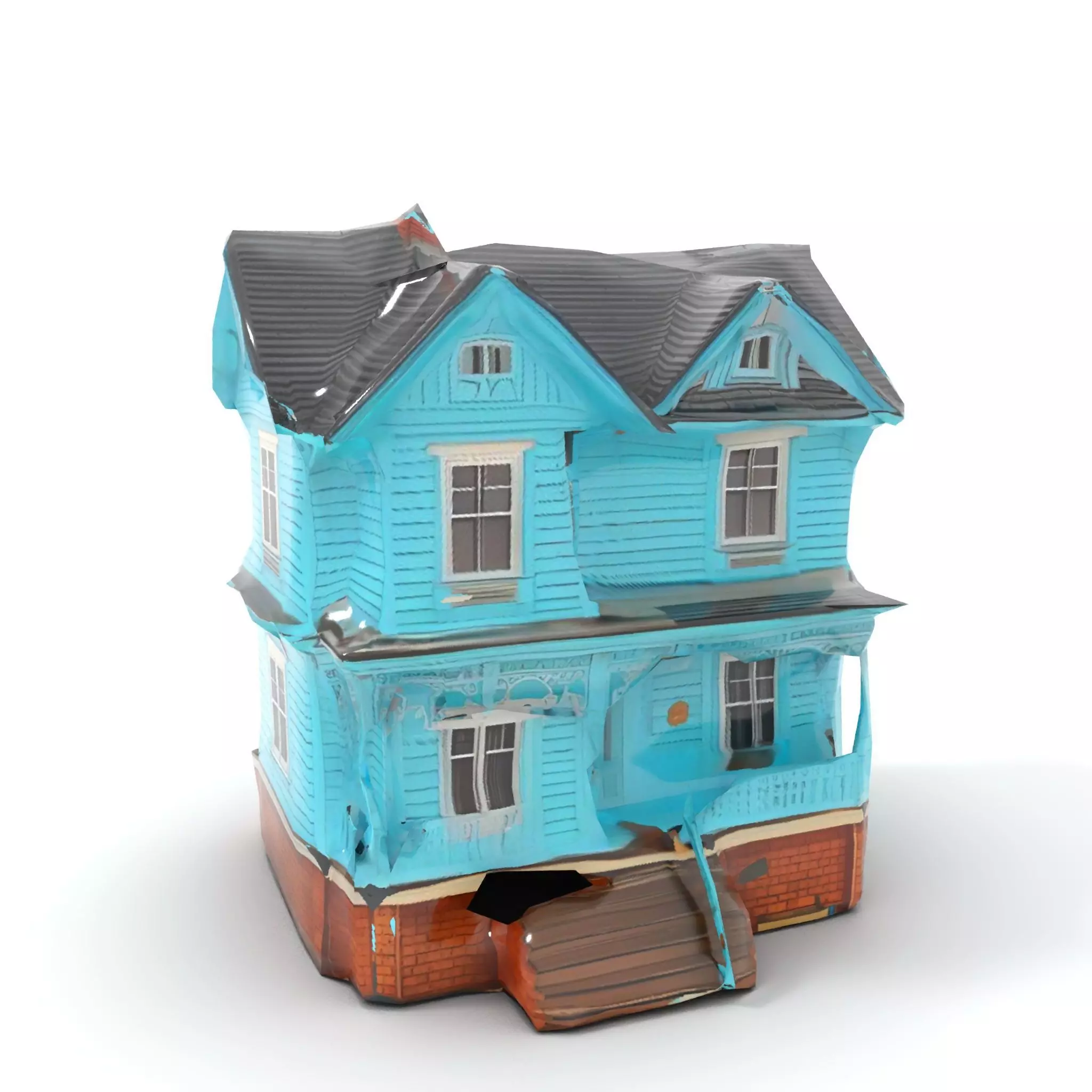 Victorian Turquoise House model pack Low-poly 3D model_15